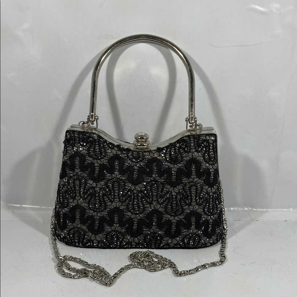 Elegant Black and Silver Women's Handbag